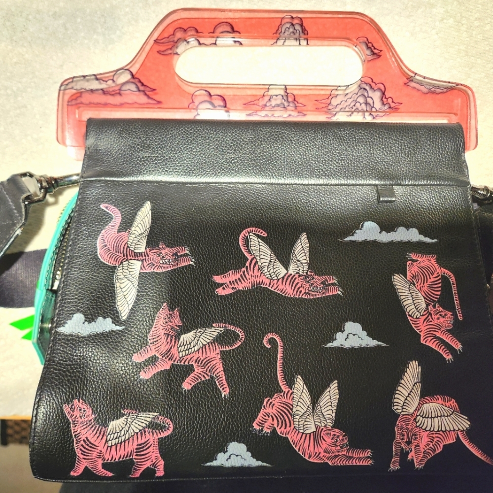 NEW LISTING- Min & Mon Limited Edition pink tiger Leather Crossbody bag
